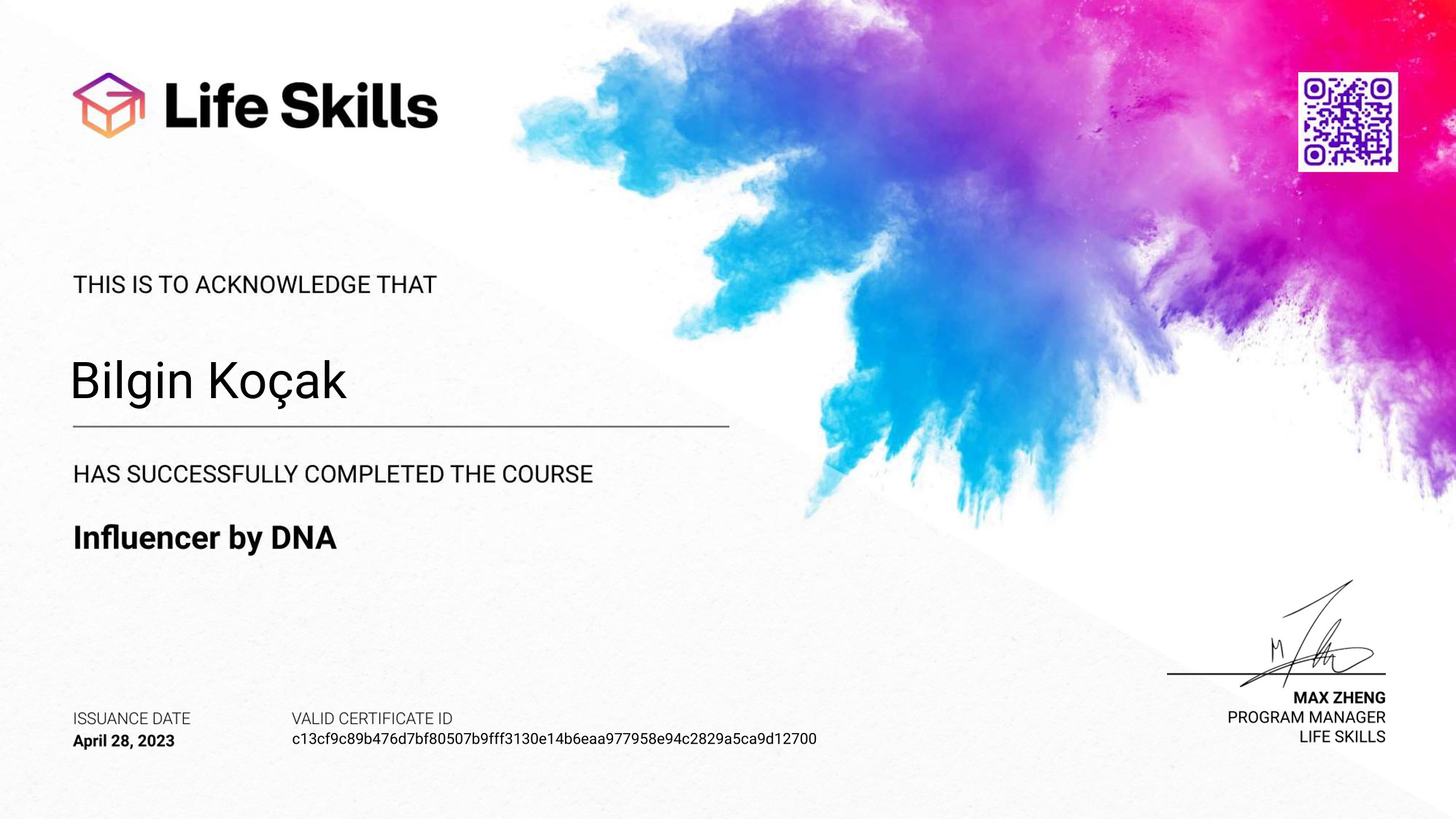 Life Skills - Influencer by DNA - Bilgin Koçak - Certificate.pdf